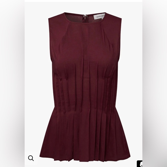 WeWoreWhat: Pleated Peplum Top, Burgundy, Size 8 - Picture 3 of 5